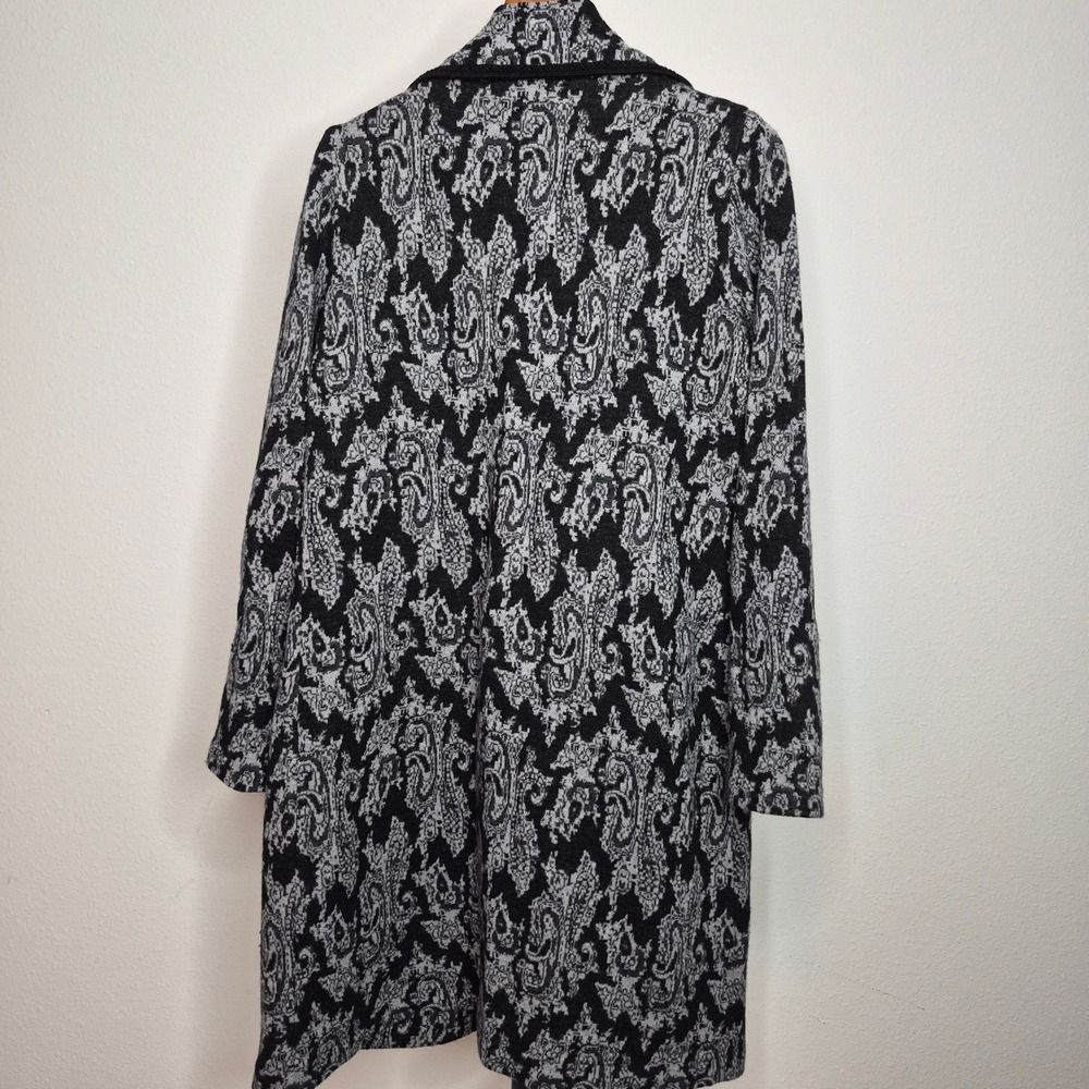 Cambridge Dry Goods 100% Wool Paisley Floral Long Cardigan Sweater Duster M Cozy - Picture 4 of 10